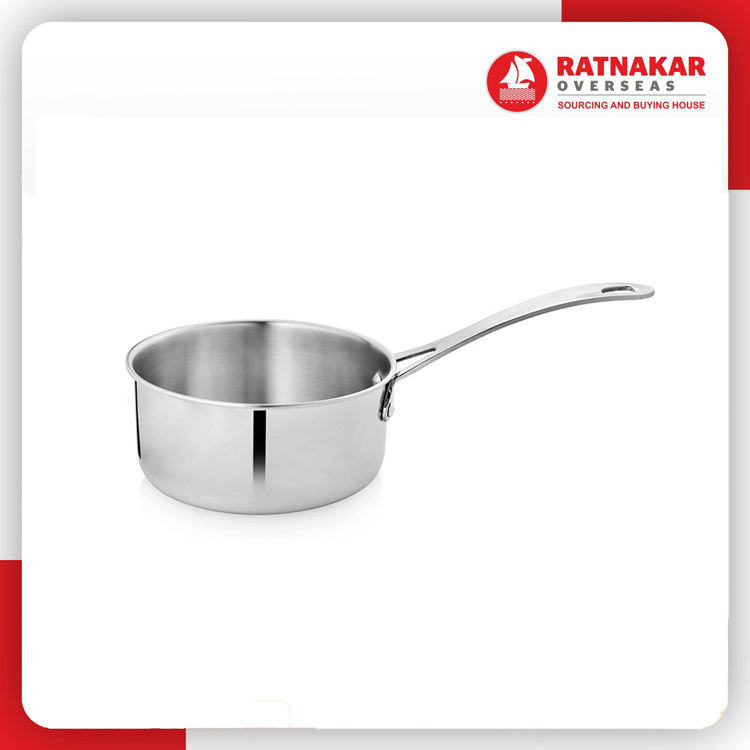 Stainless Steel Kitchen Long Handle Deep 16Cm Saucepan Stainless Steel Saucepan With Lid For Sale