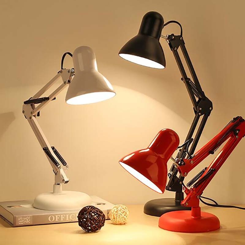 Modern Led Desk Lamps Nordic Lamp Lights Reading Light Long Swing Arm Black/white/red Led Home Decor Table Lamp