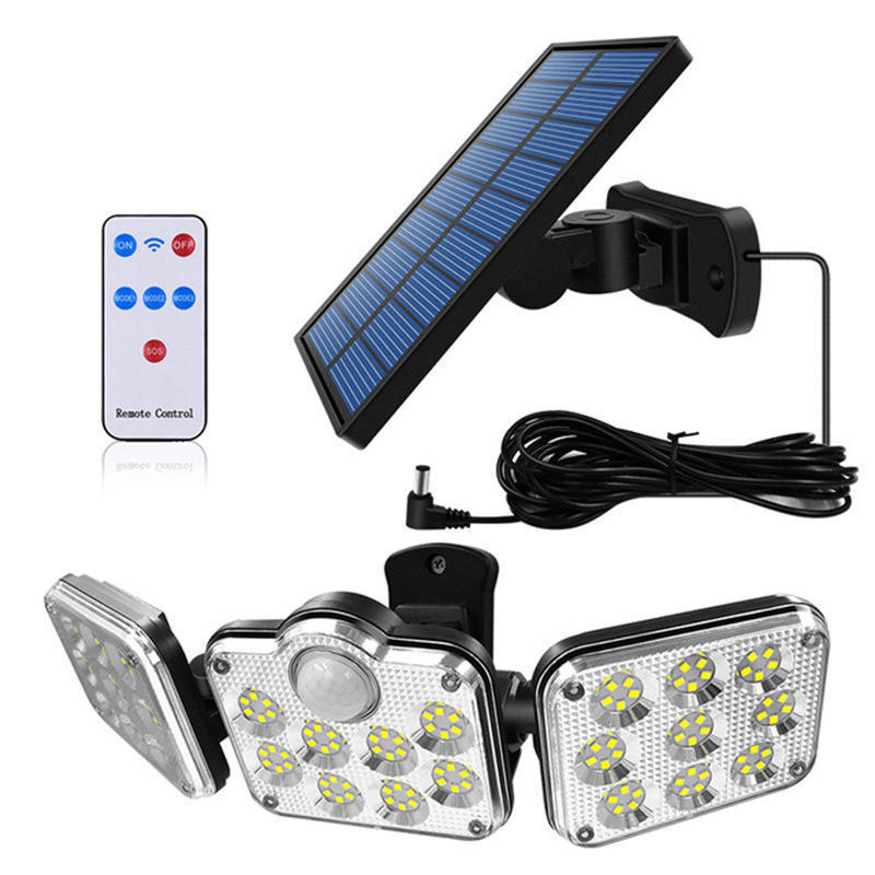 High Quality Abs Plastic Waterproof Solar Light Outdoor With Motion Sensor 3 Head Security Lights Solar Powered Pir Light