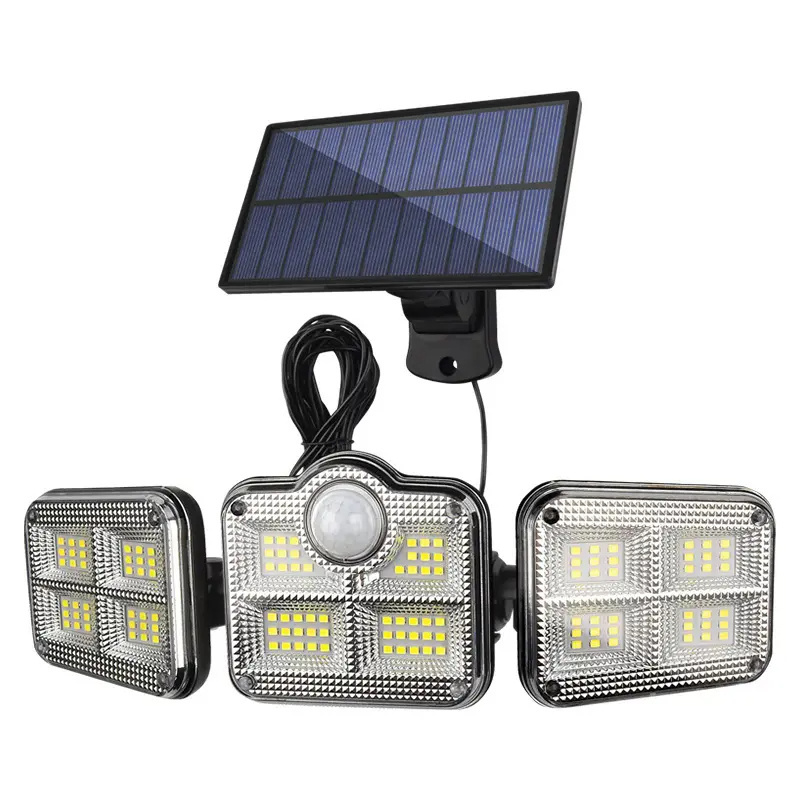 High Quality Abs Plastic Waterproof Solar Light Outdoor With Motion Sensor 3 Head Security Lights Solar Powered Pir Light