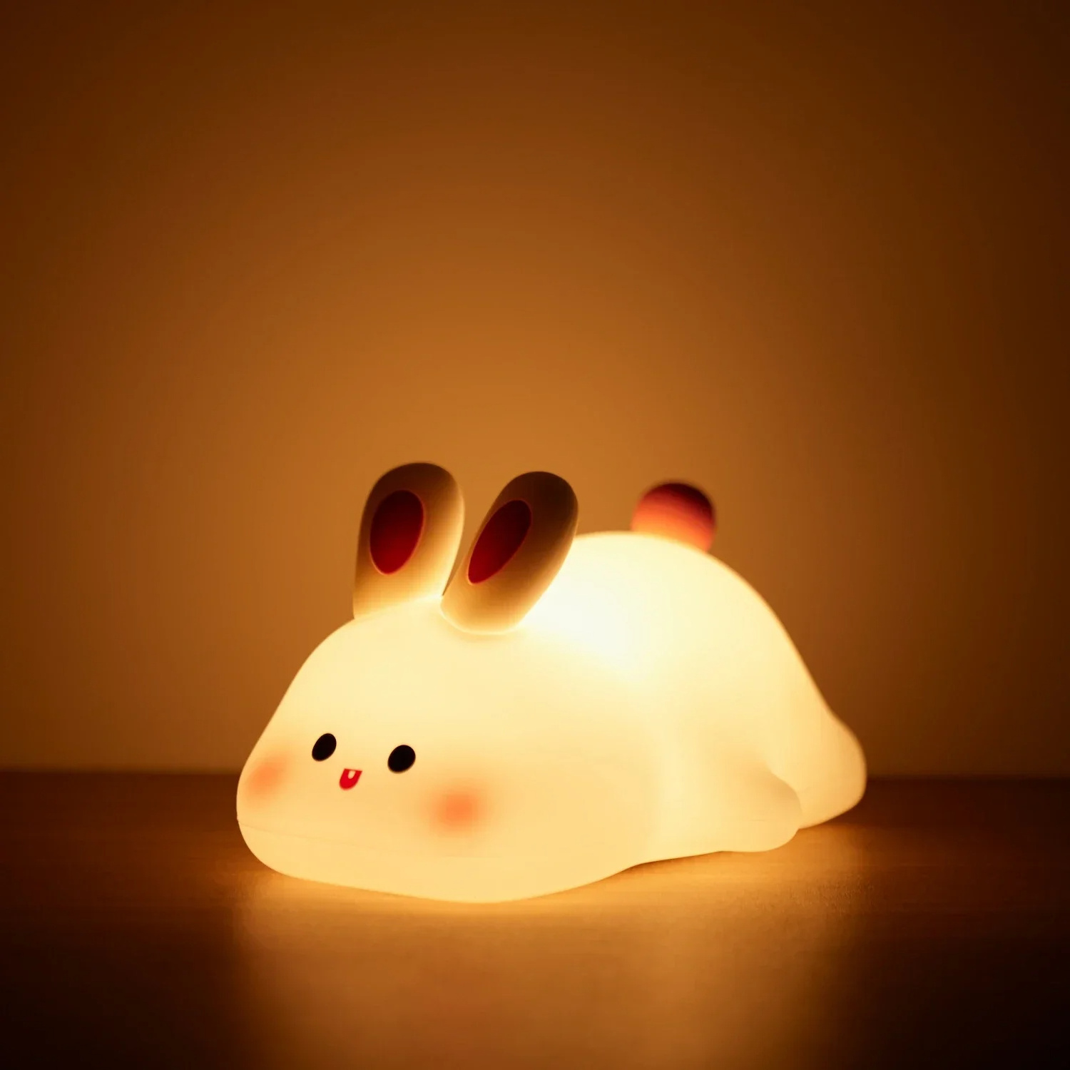 LED Cute Rabbit Night Light  USB Rechargeable Night Lamp Touch Sensor Silicone Mood light Lamp for Kids Bedroom Decor