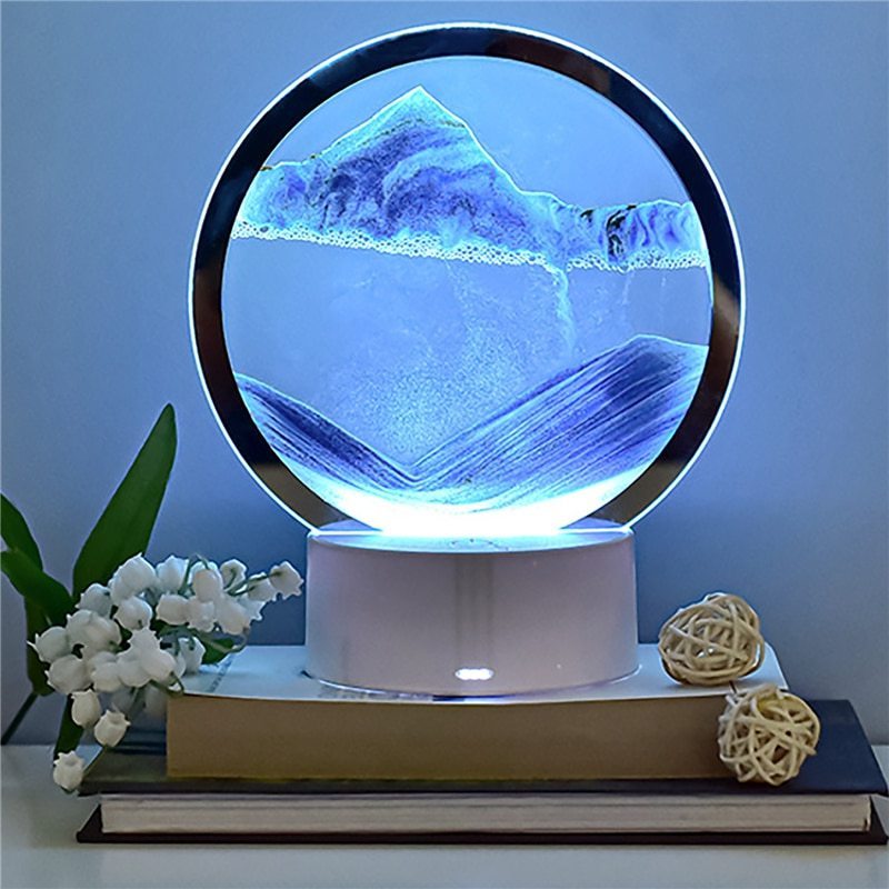 Home Decor Hourglass Table Lamp Led Art Quicksand Painting Bedside Night Light 3d Flowing Sand Glass Bedroom Lighting