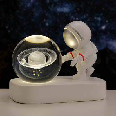 Creative 3D Astronaut Crystal Ball Led Night Light for Children Bedroom Planet Space Solar System Lamp USB Christmas Kid Gift