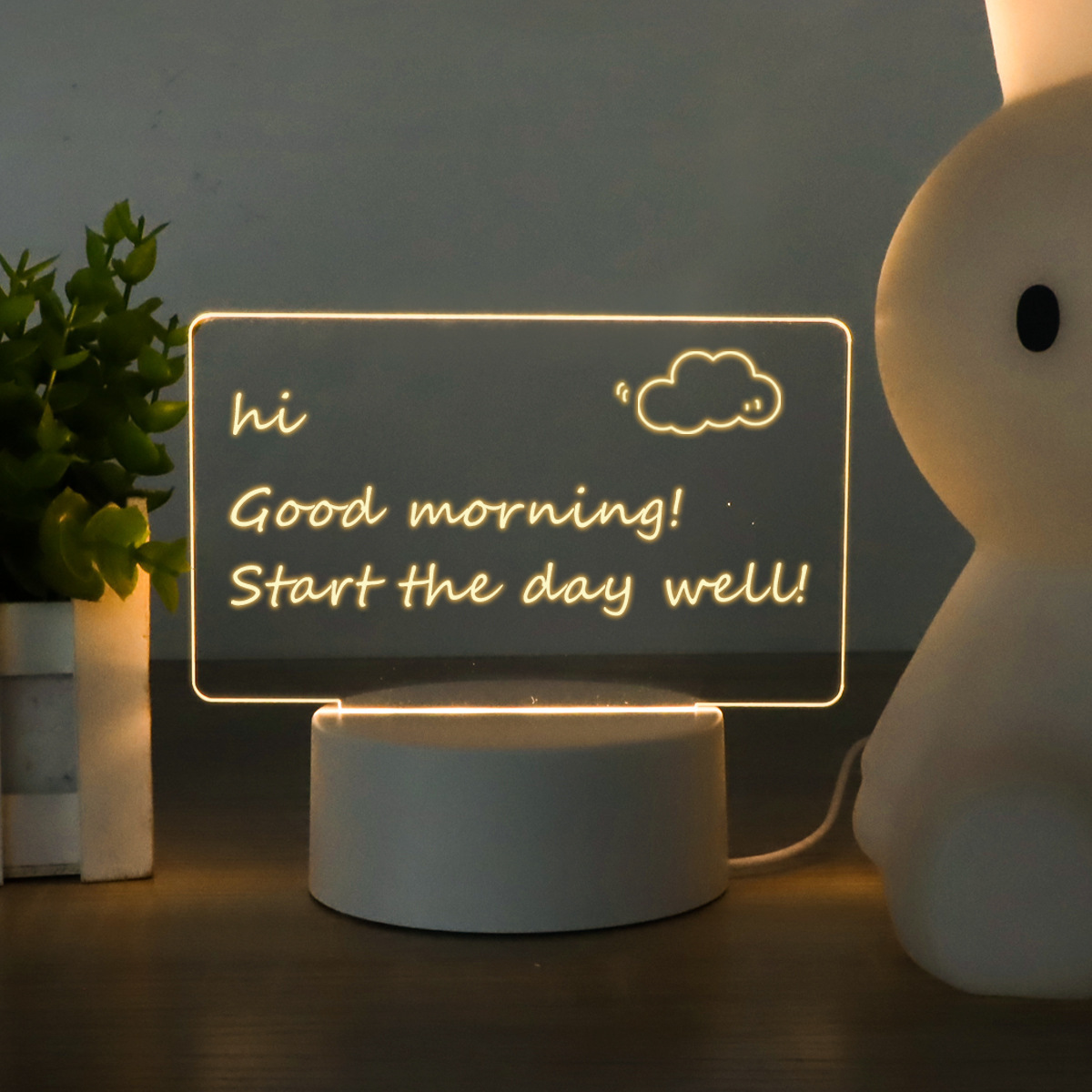 2023 New Design Diy Writing Message Board 3d Night Light Note Board Blank Acrylic Display Plate Sheet Led Lamp