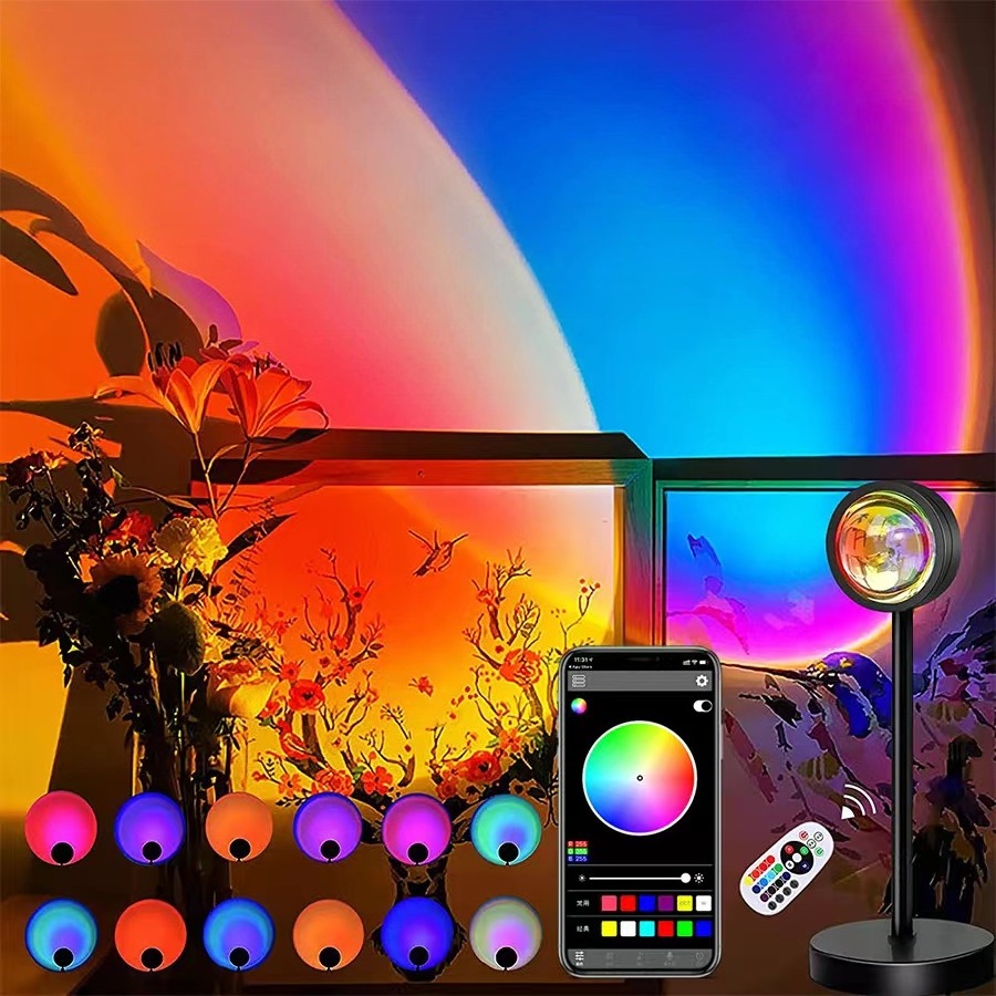 Hot Sale Led Sunset Lamp 16 Colors Rgb App With Remote Control Ufo Rainbow Night Light Led Sunset Light