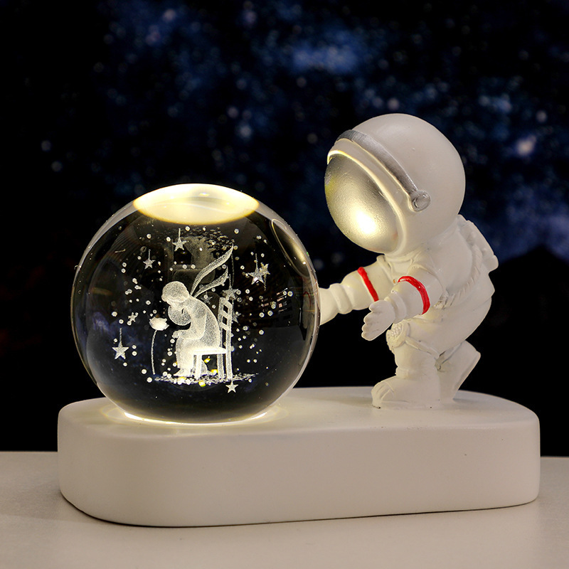 Creative 3D Astronaut Crystal Ball Led Night Light for Children Bedroom Planet Space Solar System Lamp USB Christmas Kid Gift