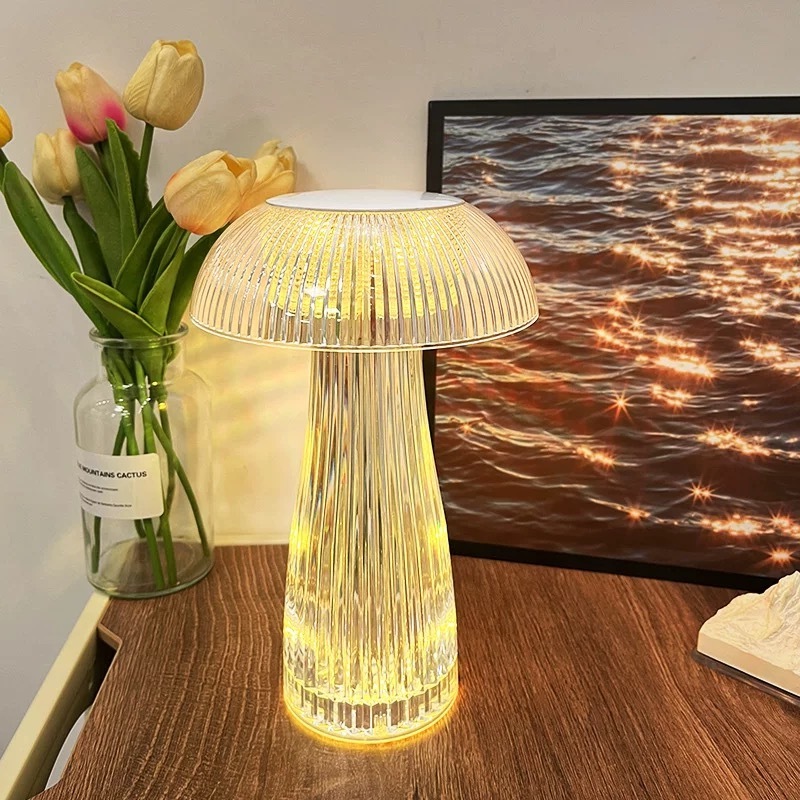 Factory Outlet New Table Warm White Light Crystal Acrylic Table Night Lamp Jellyfish Fish Scales Lights With Touch Switch