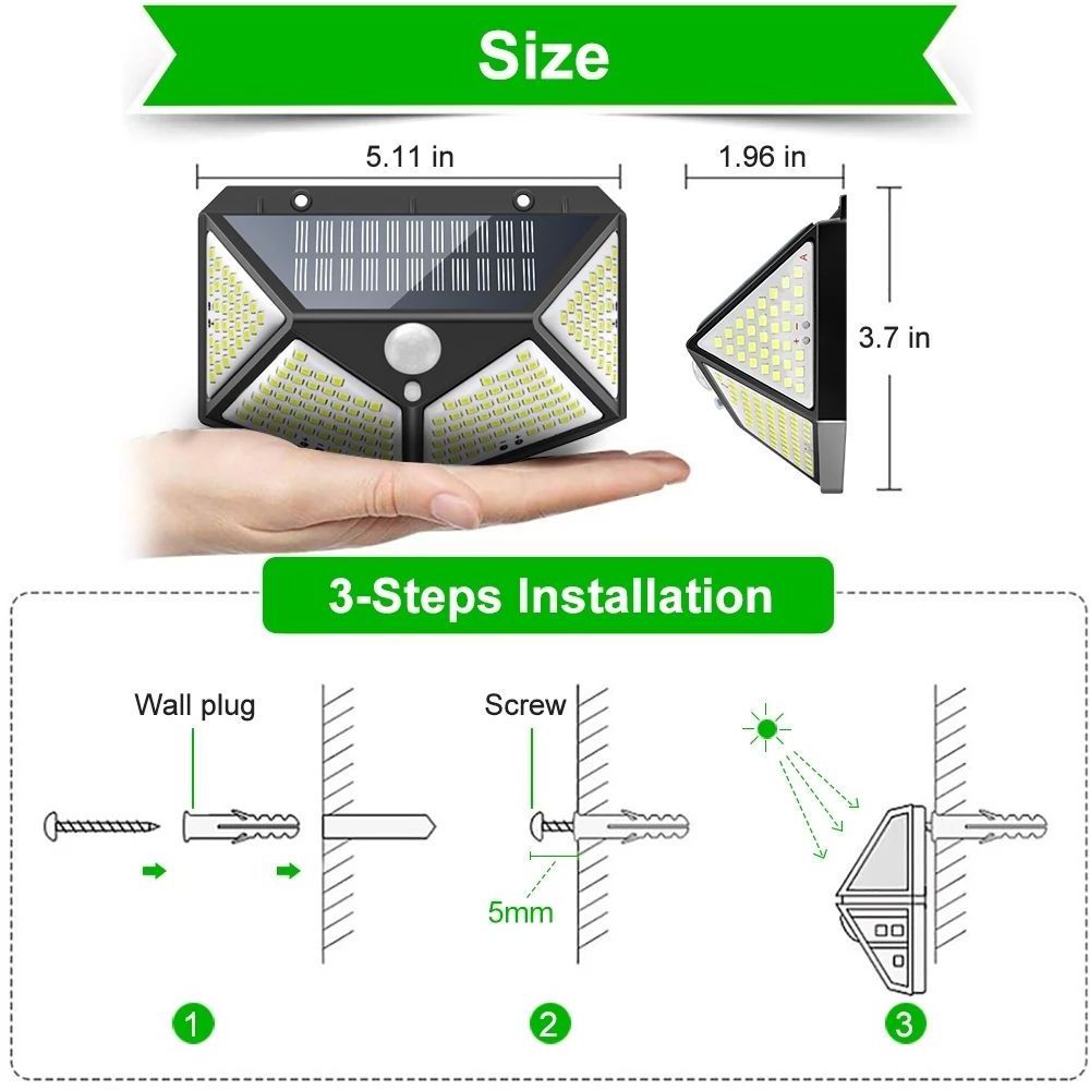 100 Led Solar Light Pir Motion Sensor Outdoor Solar Lamp Ip65 Waterproof Wall Light Solar Sunlight Powered Garden Street Light