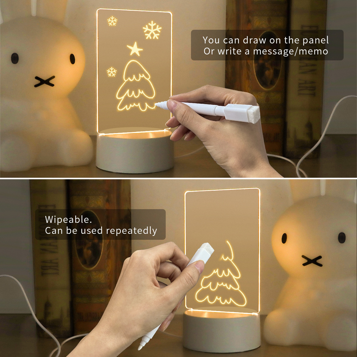 2023 New Design Diy Writing Message Board 3d Night Light Note Board Blank Acrylic Display Plate Sheet Led Lamp