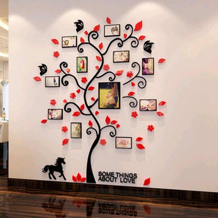 Acrylic 3D Family Photo Frame Tree Wall Stickers Removable DIY Art Wall Poster For Living Room Bedroom Home Decor