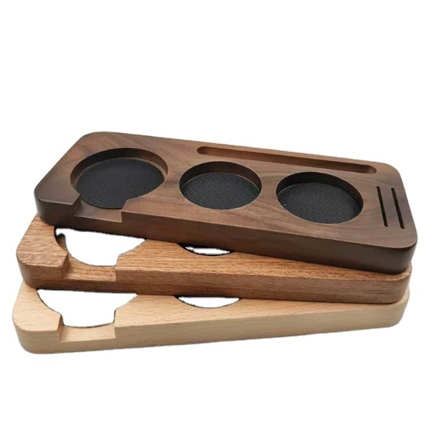 Custom Coffee Accessories Wooden Tamper Holder Tamper Station Wooden Base Barista Tools Coffee Accessories