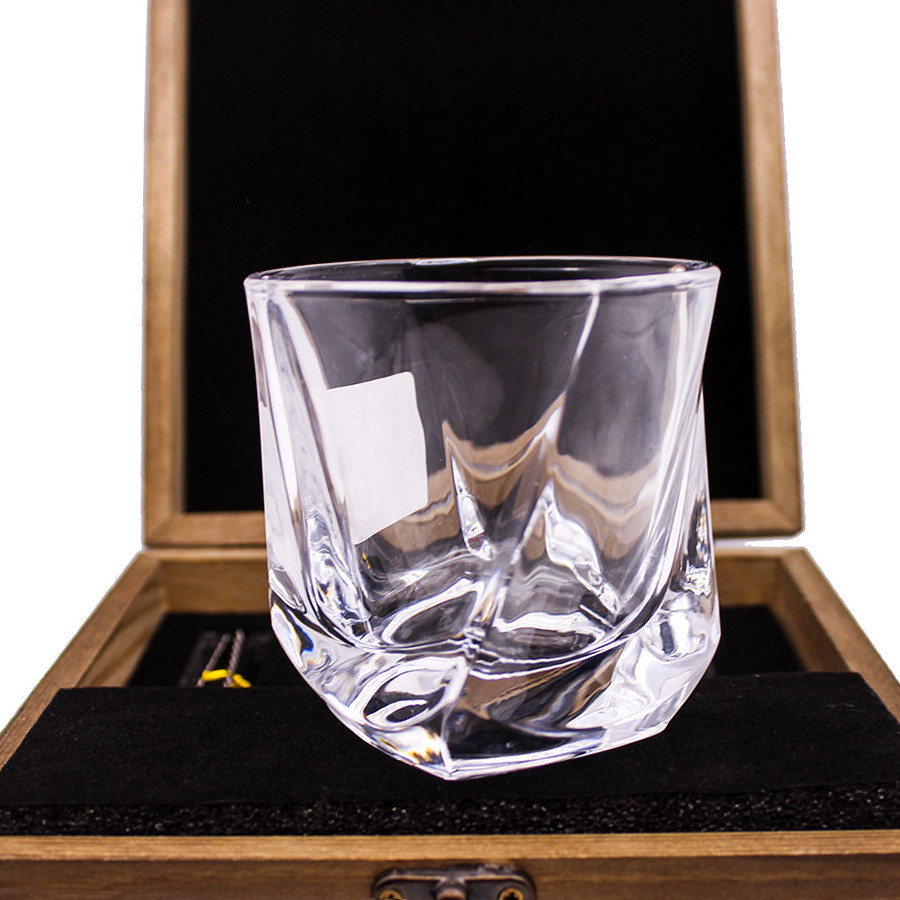 Whiskey glasses set with cigar pliers whiskey stone velvet in premium wooden box for wedding christmas luxury gift