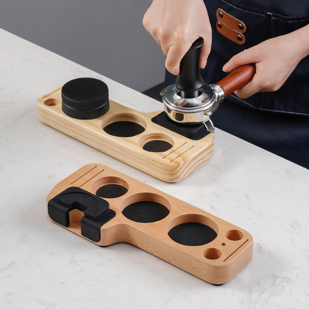 Custom Coffee Accessories Wooden Tamper Holder Tamper Station Wooden Base Barista Tools Coffee Accessories