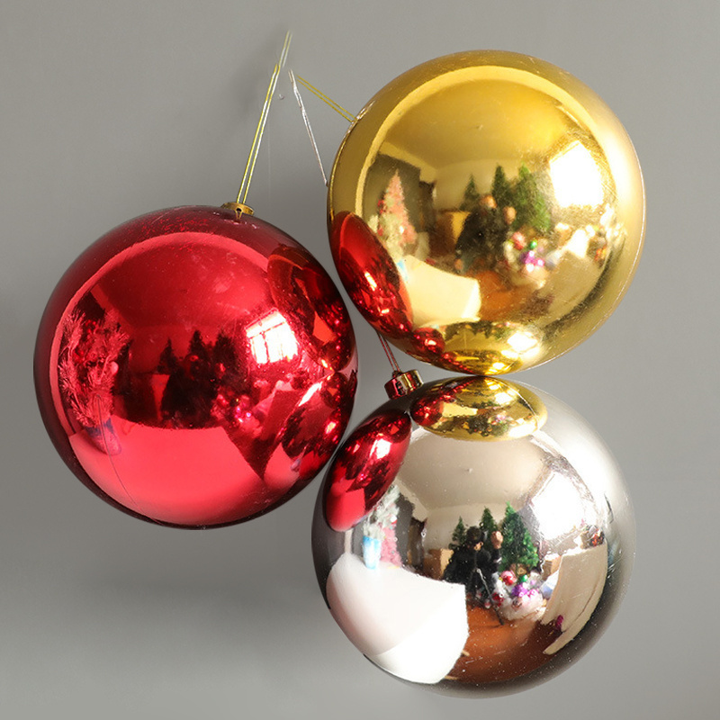 Custom 20cm Big Shiny Christmas Baubles Giant Plastic Christmas Ball Hanging Decorations for Christmas Tree