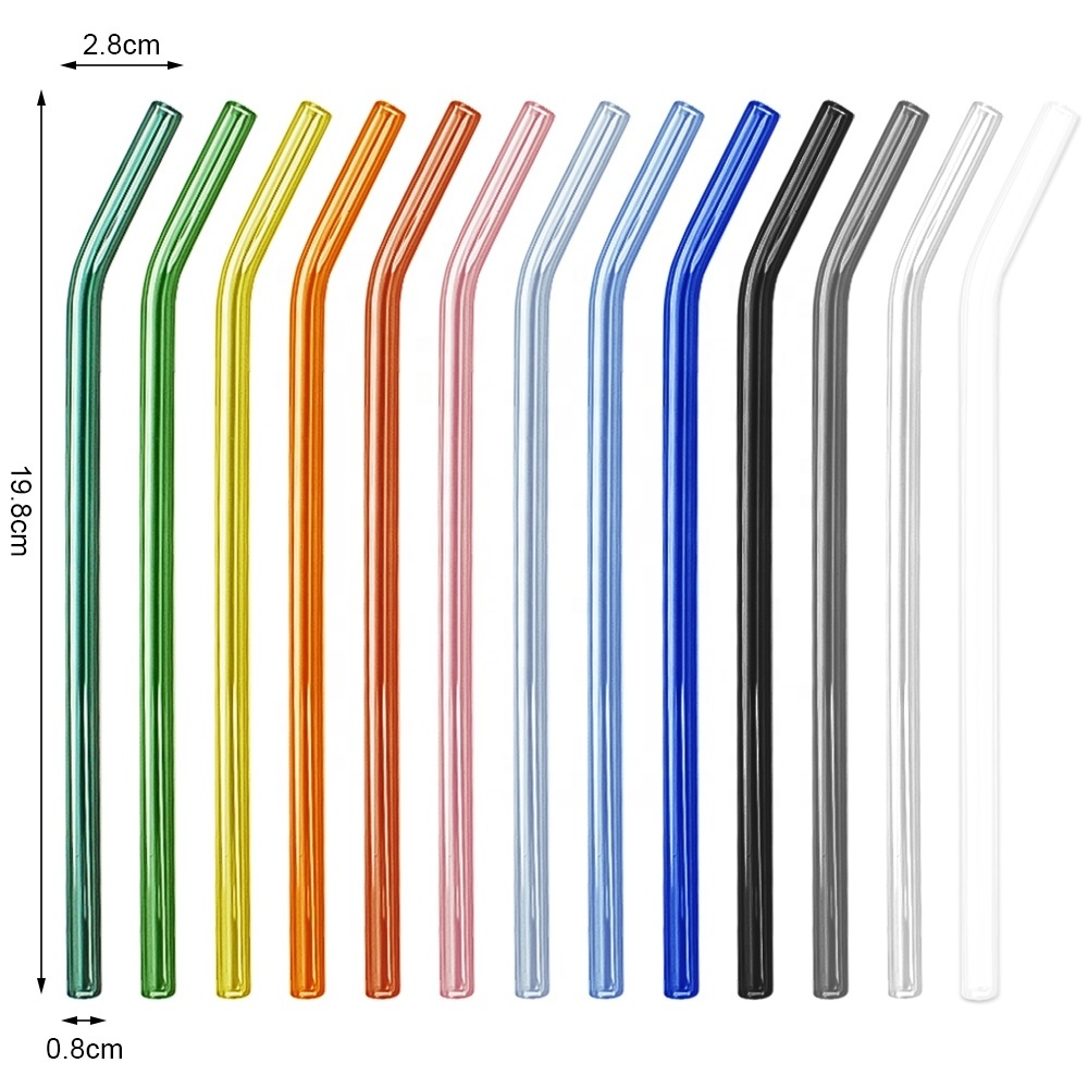 Reusable High Borosilicate Glass Drinking Straw Glass Straws 8mm Glass Drinking Straw Set With Custom Logo