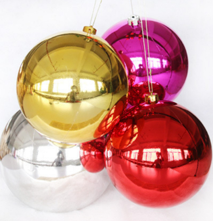 Custom 20cm Big Shiny Christmas Baubles Giant Plastic Christmas Ball Hanging Decorations for Christmas Tree