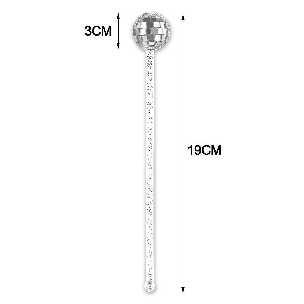 Hot Selling Party Bar Wedding Christmas Drink Stirrers Bar Plastic Disco Ball Shape Cocktail Stirrer