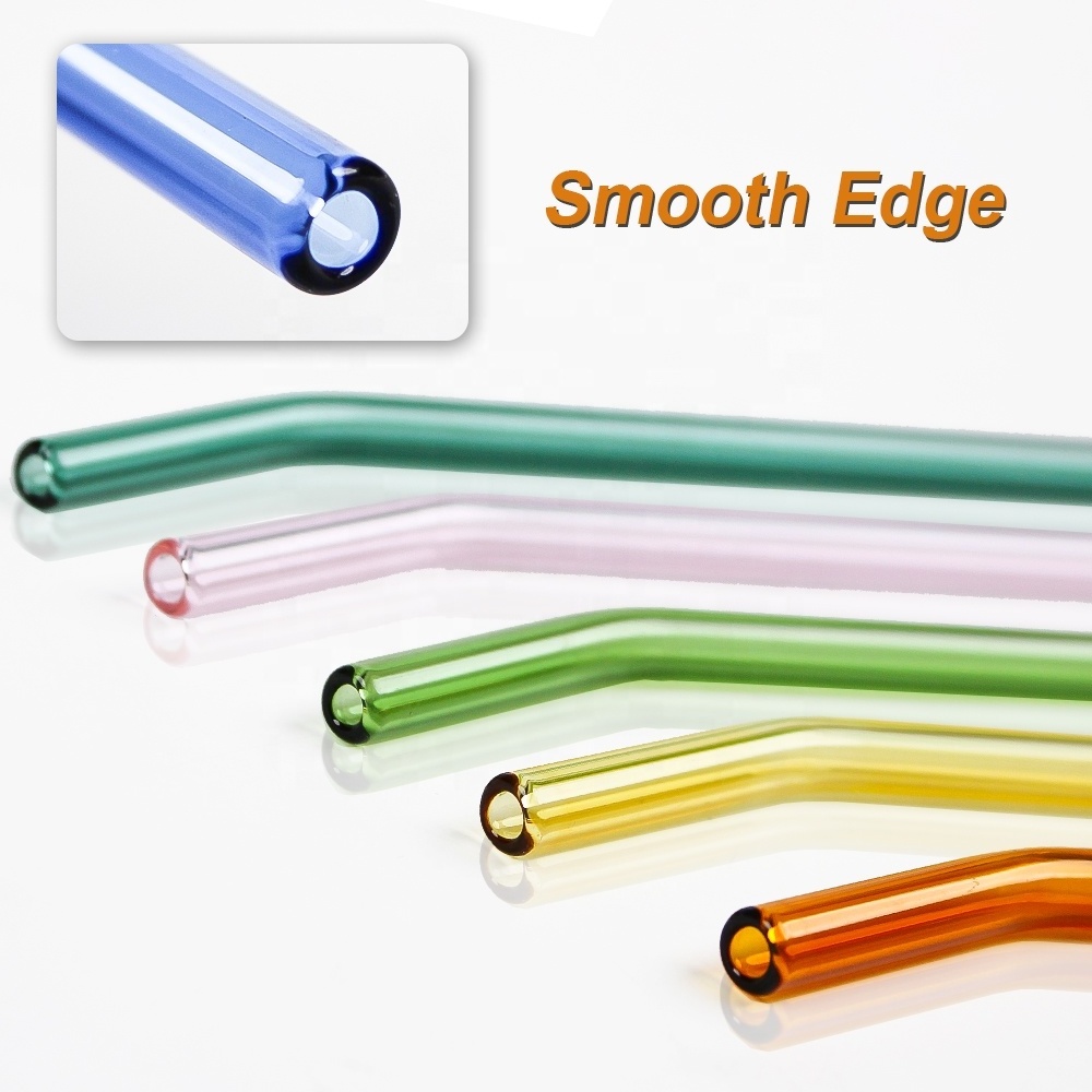 Reusable High Borosilicate Glass Drinking Straw Glass Straws 8mm Glass Drinking Straw Set With Custom Logo