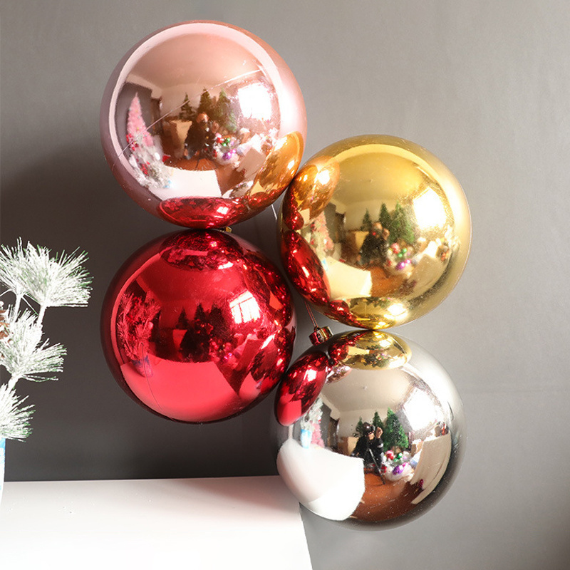 Custom 20cm Big Shiny Christmas Baubles Giant Plastic Christmas Ball Hanging Decorations for Christmas Tree