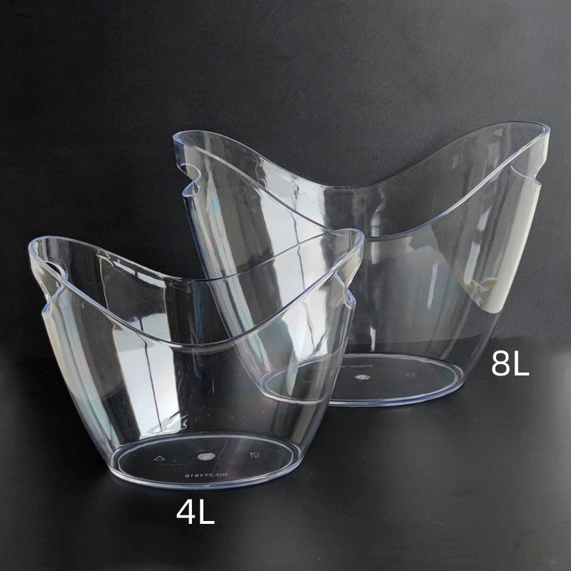 4 Liter 8 Liter Premium Plastic Acrylic Ice Bucket Clear for Wine or Champagne Bottles Ice Bucket