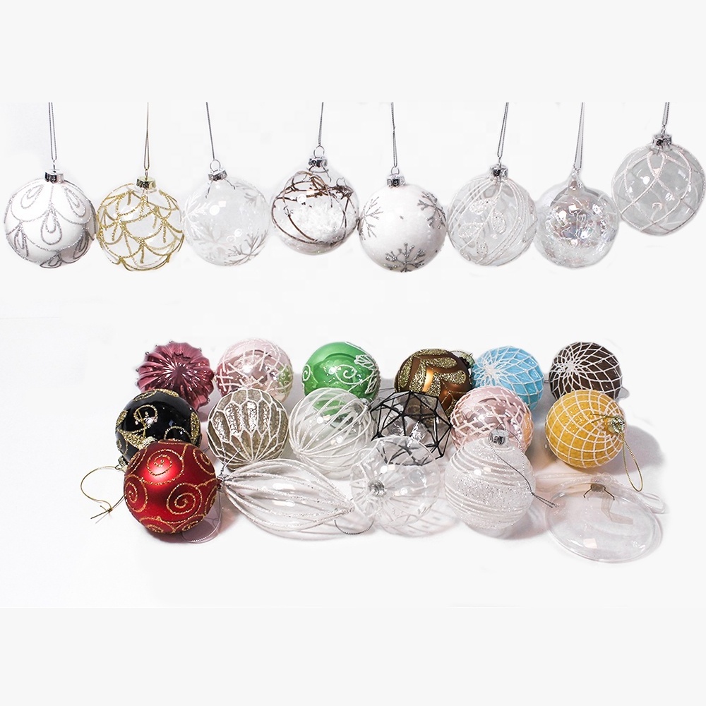 Customizable 80mm inside clear glass ball christmas tree ornament inside painted glass christmas ball