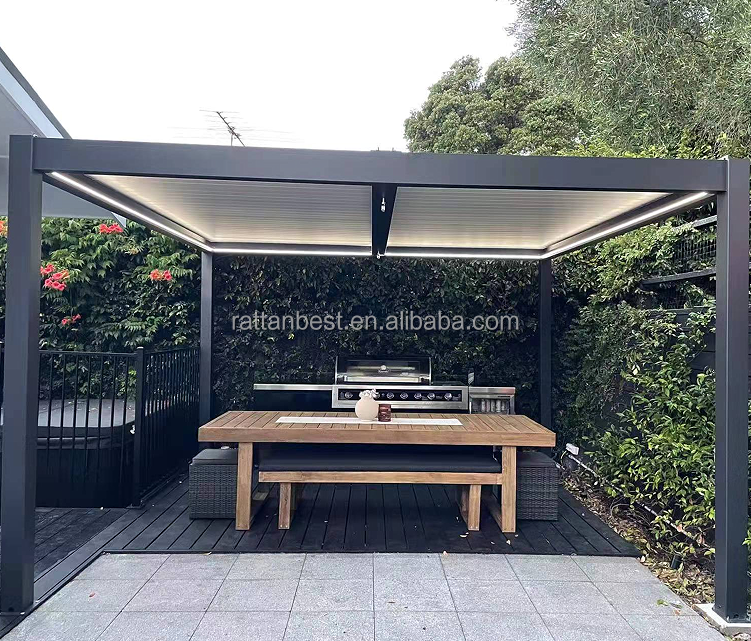 Automatic Adjustable Roof Louvers Aluminum Pergola Garden Aluminium Gazebo sale