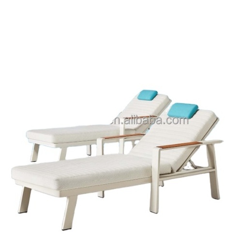 Outdoor deck chair with aluminum frame with cushioned chair swimming pool beach chair balcony deck bed leisure folding