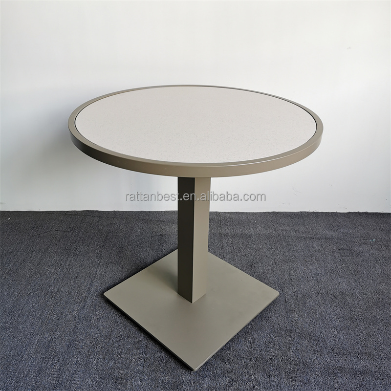 Outdoor round table patio furniture aluminum tables hotel ceramic top nicely finish table