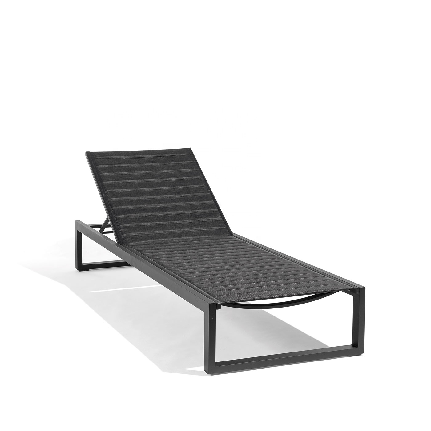 Outdoor swimming pool double layer sling lounge chair sunbed aluminum frame elegant chaise lounge