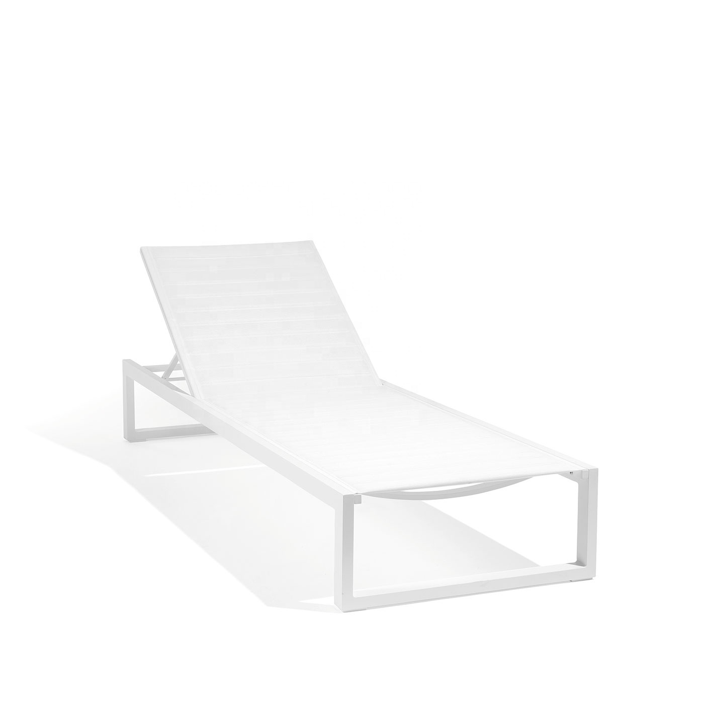 Outdoor swimming pool double layer sling lounge chair sunbed aluminum frame elegant chaise lounge