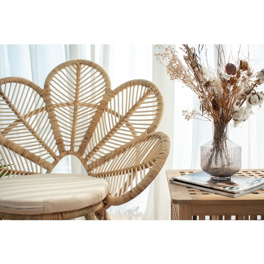 Daily Used Leaf Shade Rattan Frame Natural Color Rattan Furniture Living Room Chair H107cm x W91cm x D51cm