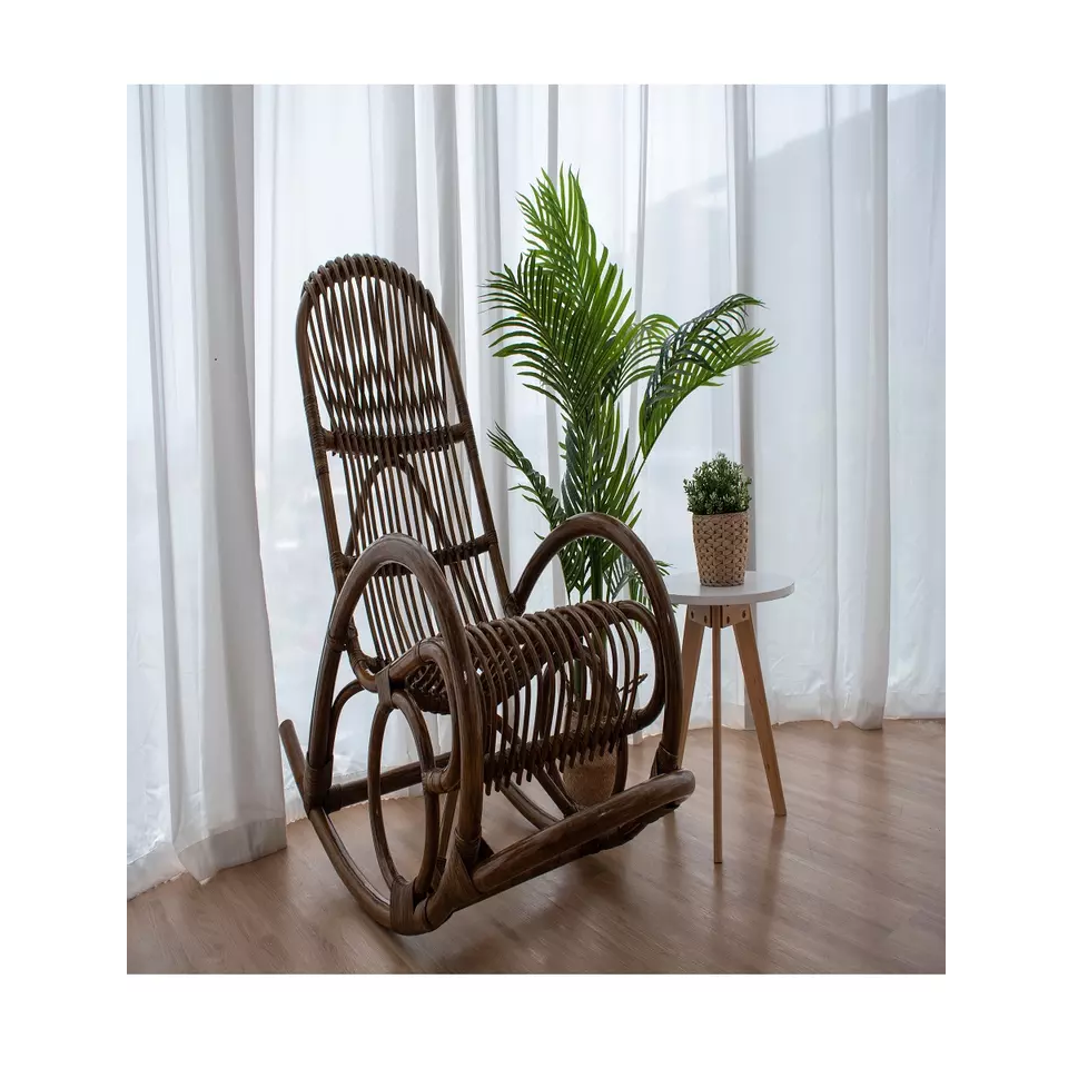 42cm Modern Cheap Rattan Cozy Patio Living Room Furniture Bohemian Daily Used Eco-friendly ROHE Rocking Chair