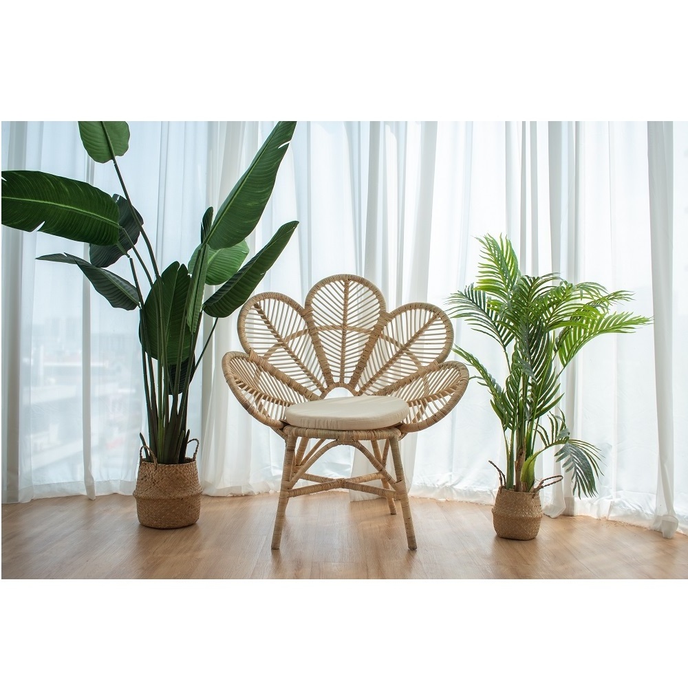 Daily Used Leaf Shade Rattan Frame Natural Color Rattan Furniture Living Room Chair H107cm x W91cm x D51cm