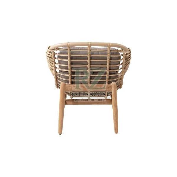 munsy lounge chairs made of rattan frame and solid teak wood leg frames with cushions for indoor and outdoor