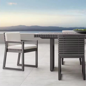 Hign End Modern Metal Outdoor Dining Chair Black Aluminum Patio Furniture Dining Arm Chair with Cushion