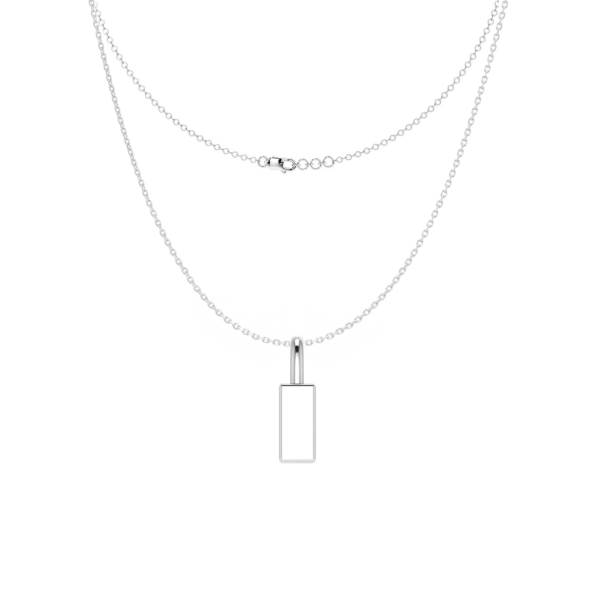 Best Selling New Style Tarnish Free Factory Good Price Engrave Sterling Solid Silver Chunky Simple Lock Pendant Letter Necklace