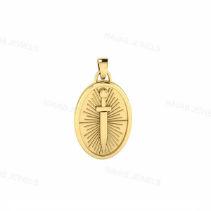 Good Quality Customized Dagger Jewelry Gold Plated 16x30mm Men Women Jewellery Charm Pendant Made In India For Christmas Gift