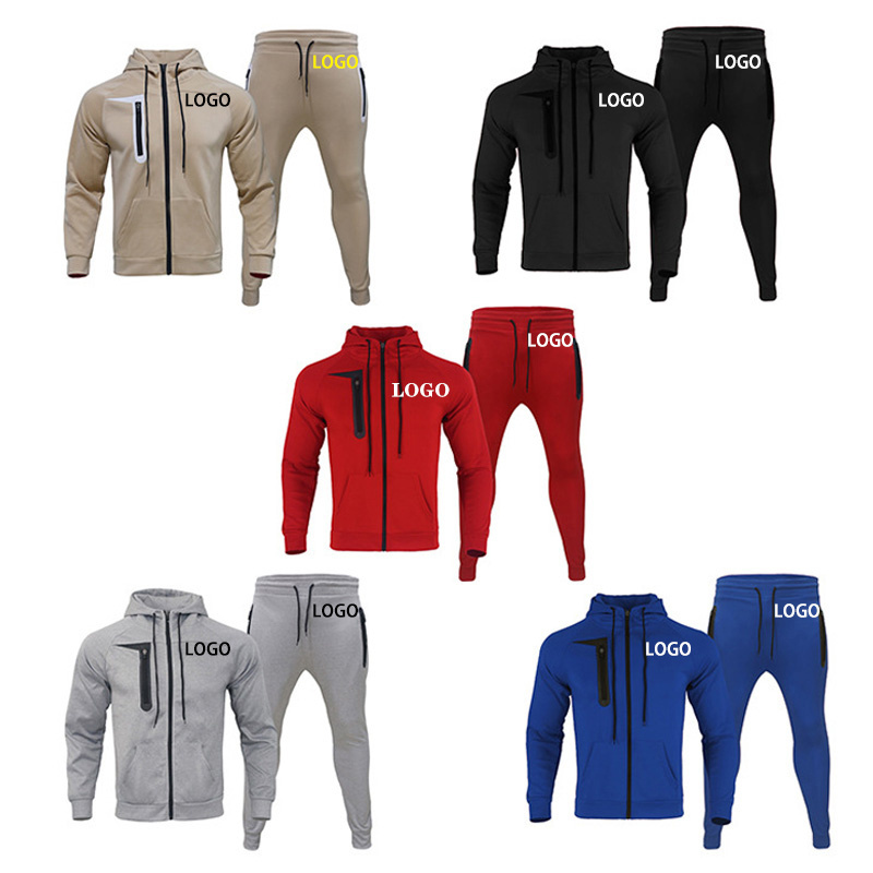 Wholesale custom plus size pullover sport Two Piece set with zipper training wear jogging suit sportswear men tracksuit