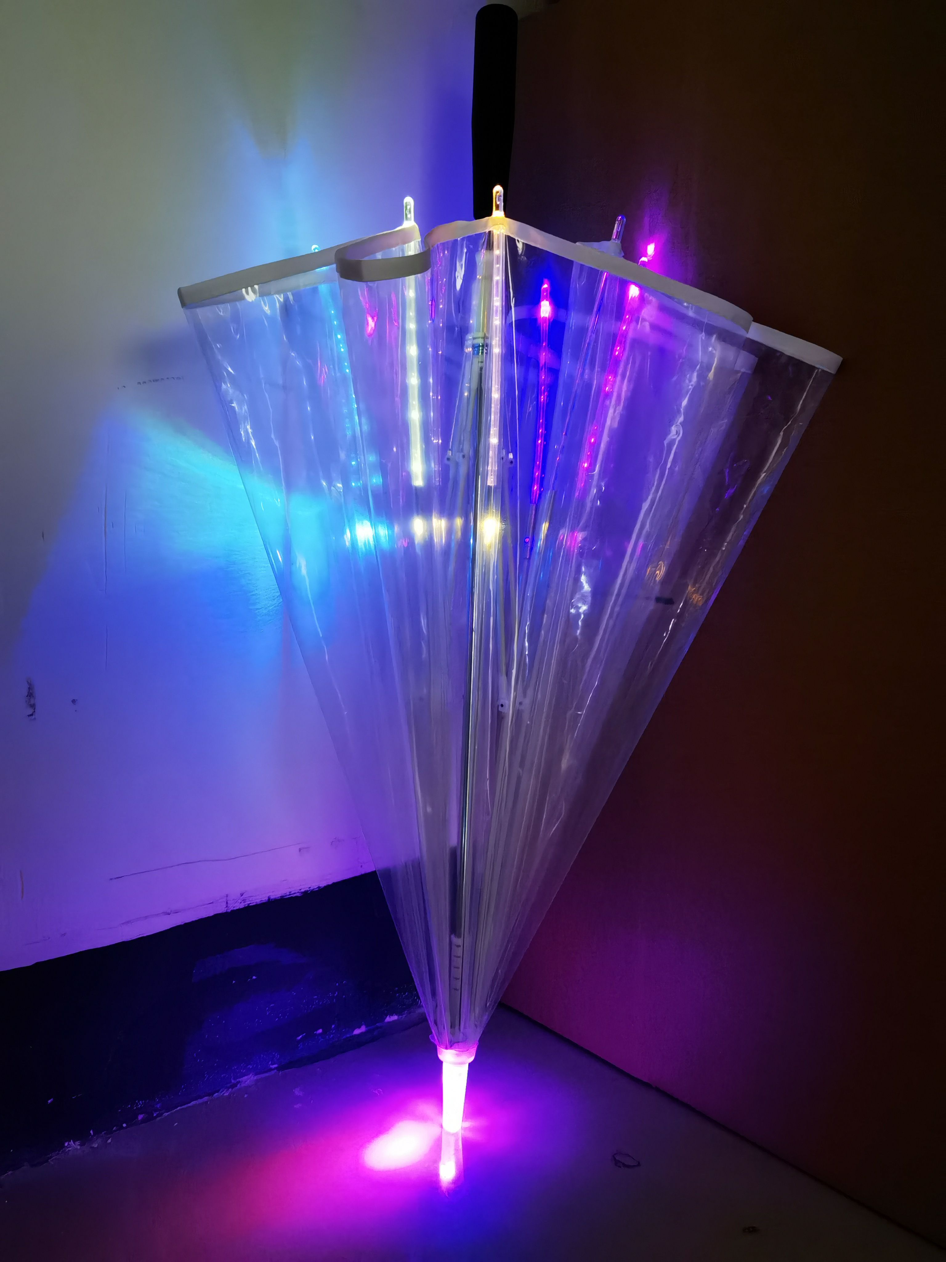 Rave Neon Custom Outdoor  Umbrella Colorful Luminous Led Light Up Transparent Rain Umbrella