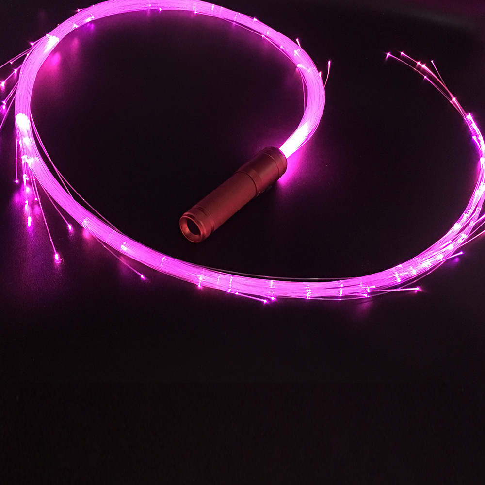 Burning Man  High Quality Battery Operated LED RGB Fiber Optic Whip Light with End Glow Flashing Effect for Dance