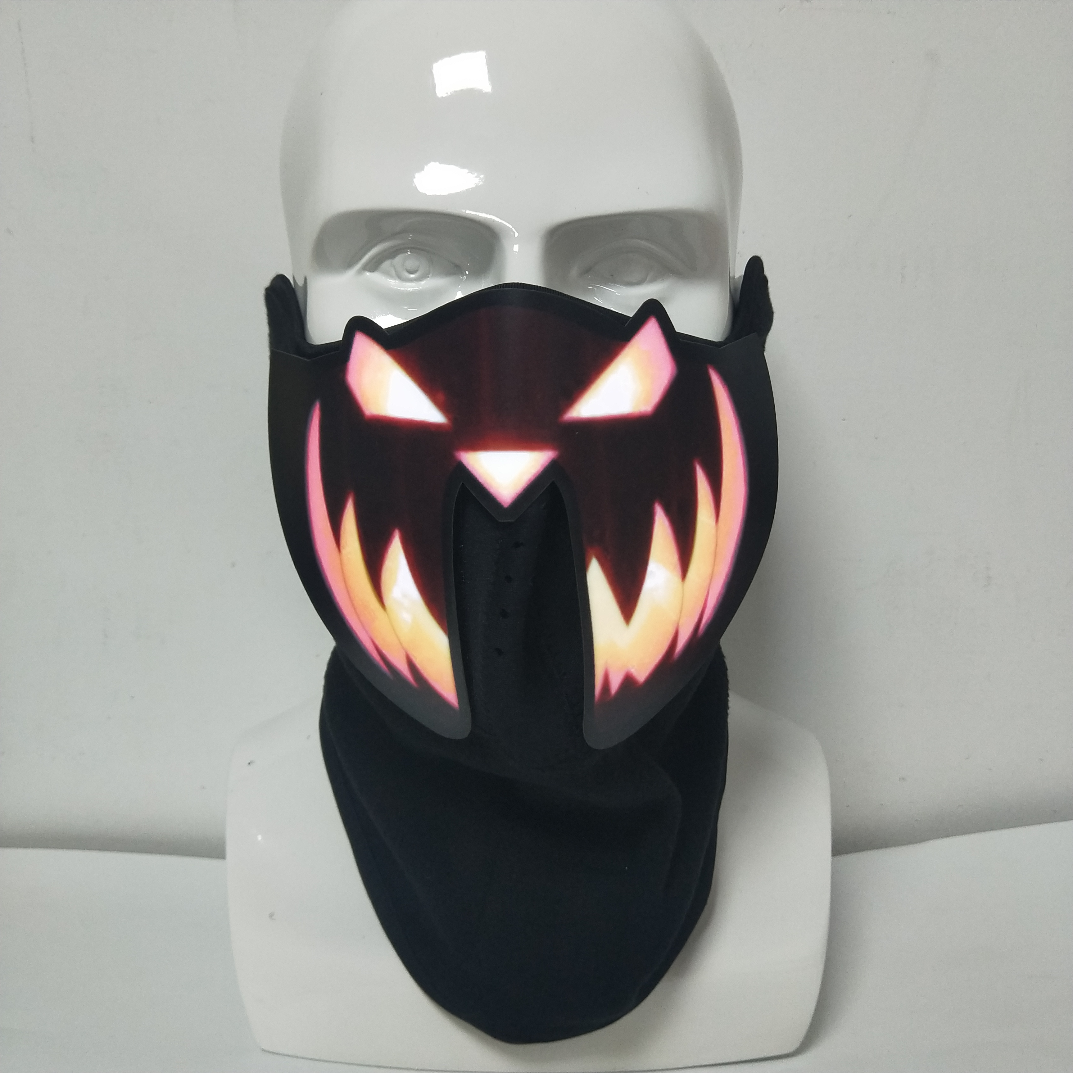 Halloween New Coming Coold Design Devil Pumpkin Design Led Light Up Sound Activated Halloween Mask Outfit