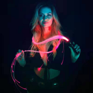 Burning Man  High Quality Battery Operated LED RGB Fiber Optic Whip Light with End Glow Flashing Effect for Dance