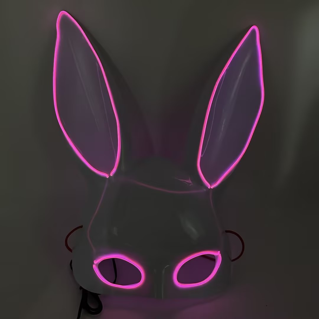 Masquerade Rabbit Mask White LED Bunny Multicolor MASK Glowing Sexy Bunny El Wire Mask