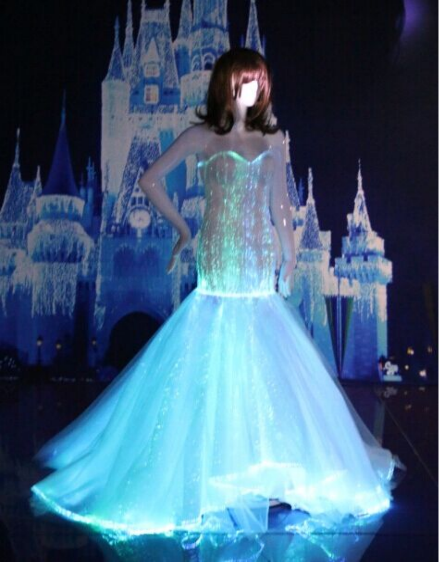 Multi Colors Led Glowing Optic Fiber Wedding Dress Paramount Formal Dress Shining In Dark For Party Event