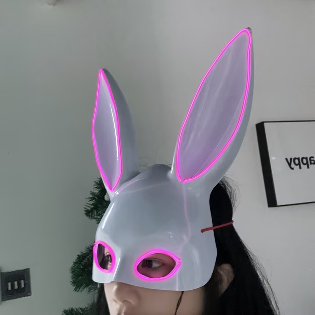 Masquerade Rabbit Mask White LED Bunny Multicolor MASK Glowing Sexy Bunny El Wire Mask