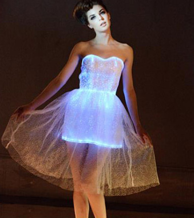 Multi Colors Led Glowing Optic Fiber Wedding Dress Paramount Formal Dress Shining In Dark For Party Event