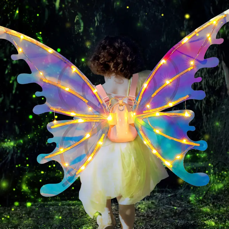 Hot Selling LED Luminous Butterfly Wings Girls Butterfly Angel Wing Costume Set Children Electric Butterfly Wings