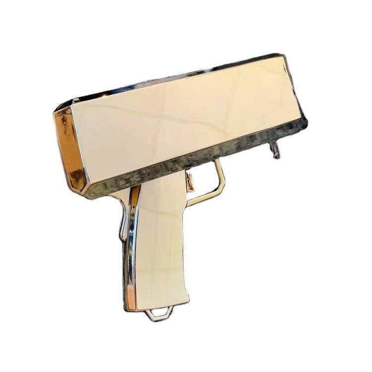 New Coming Customized Metallic Gold Money Gun Chrome Money Spray Cash Cannon Money Toy Gun