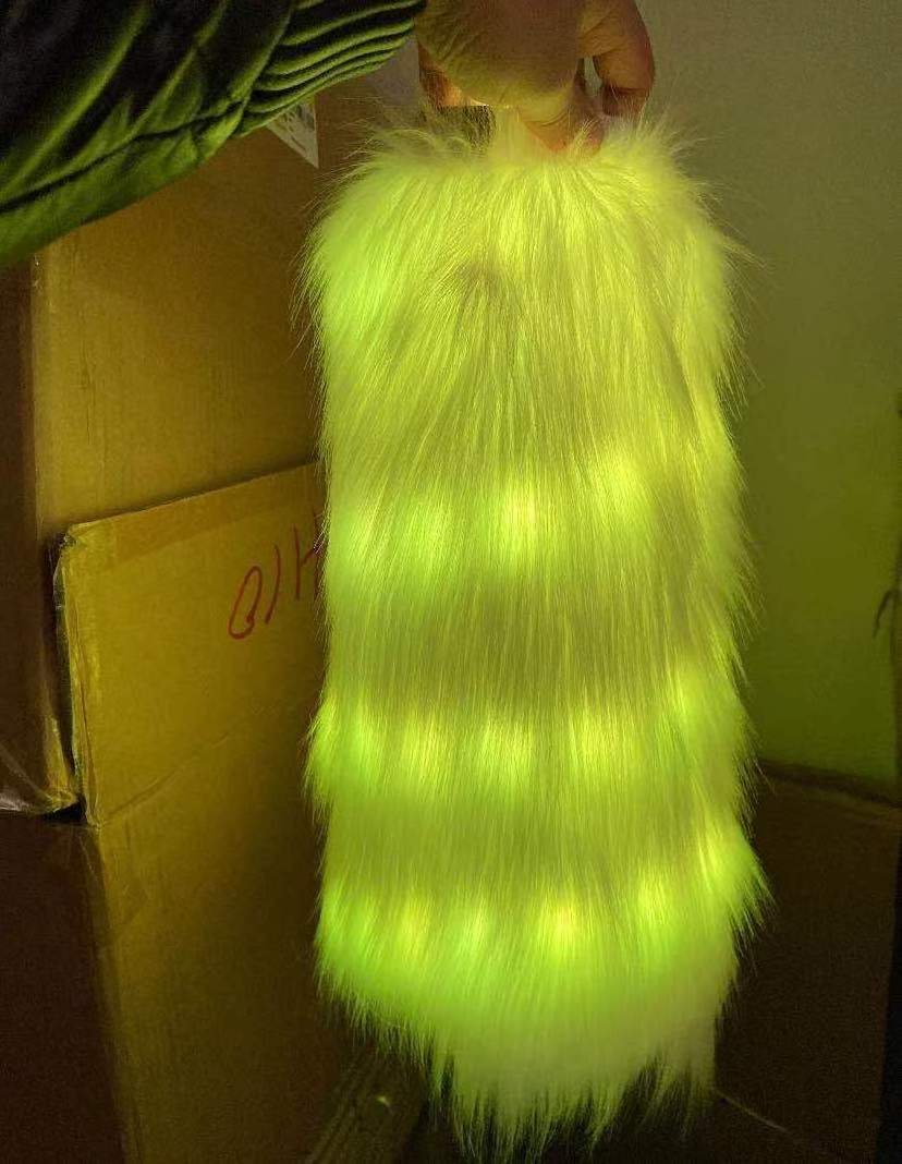 Rave neon  wholesale  price Multi color Dance Led Glowing Furry LED Leg warmers for Party celebration