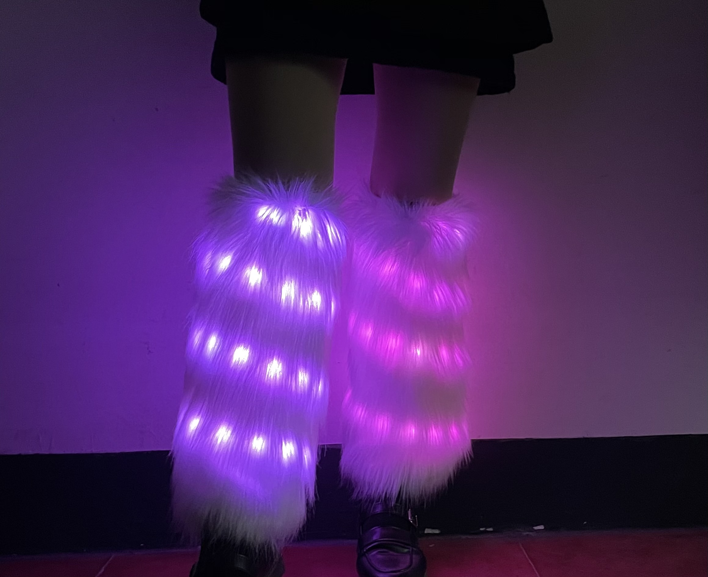 Rave neon  wholesale  price Multi color Dance Led Glowing Furry LED Leg warmers for Party celebration